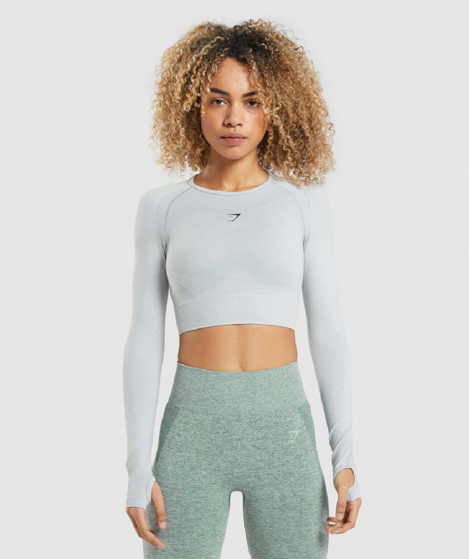 Corp Tops Gymshark Flex Sports Long Sleeve Mujer Gris Claro | CO 2562EBC